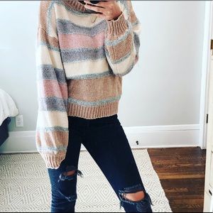 Forever 21 Color Block Striped Sweater Size Med